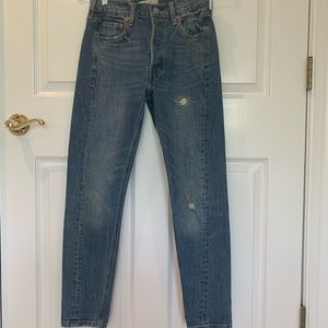 Levi’s 501 skinny distressed jeans